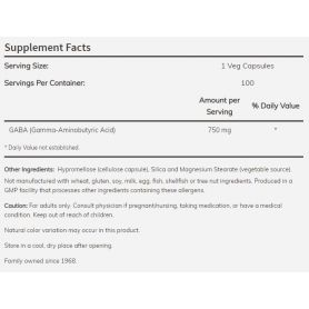 NOW Foods – GABA 750mg 100 caps Now foods