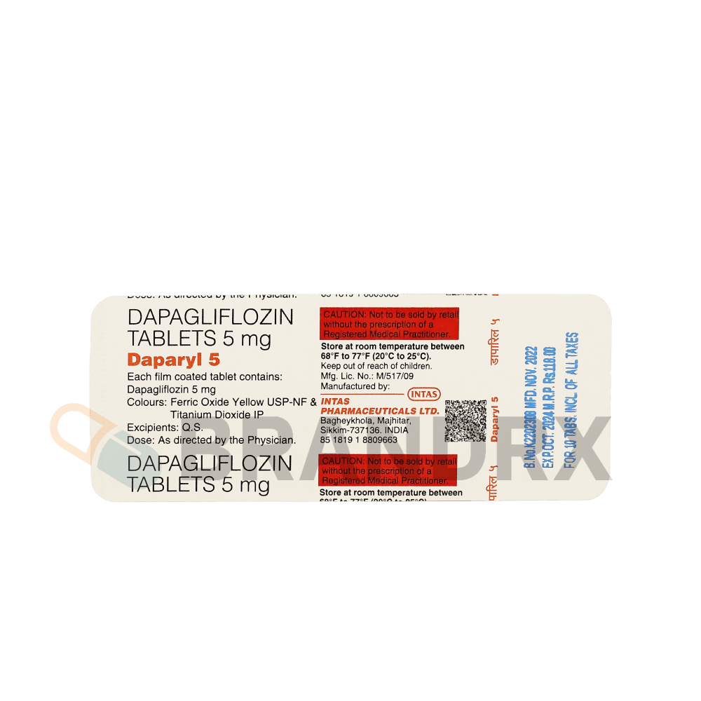 Daparyl 5 mg Intas Pharmaceuticals