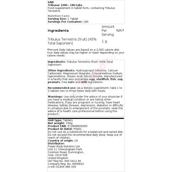 San – Tribuvar 1000 180 tablets San