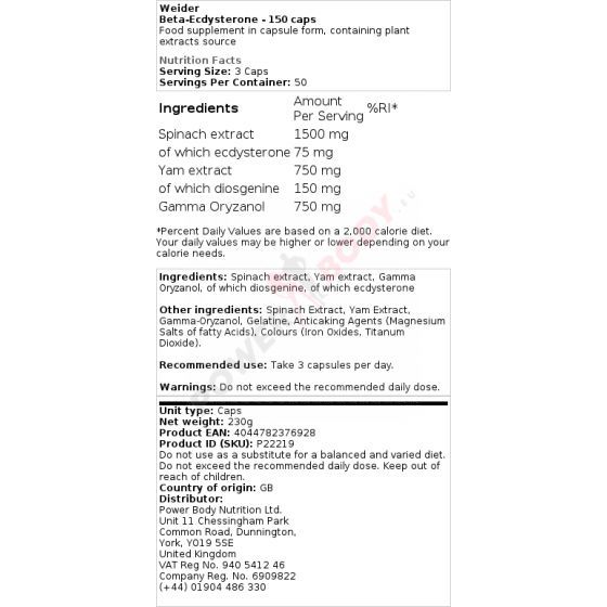 Weider Beta – Ecdysterone Weider