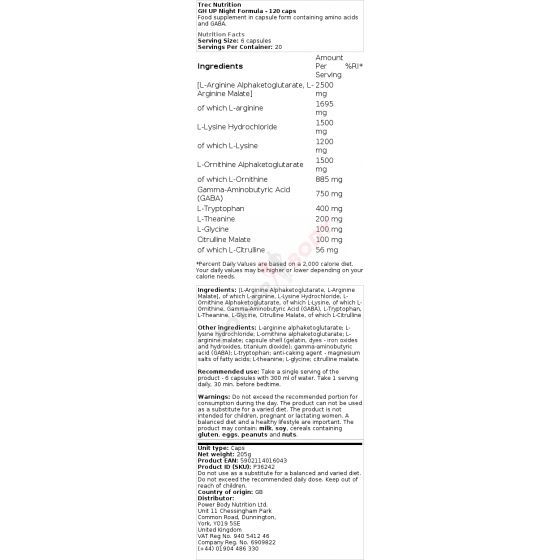 Trec Nutrition GH UP Night Formula Trec Nutrition