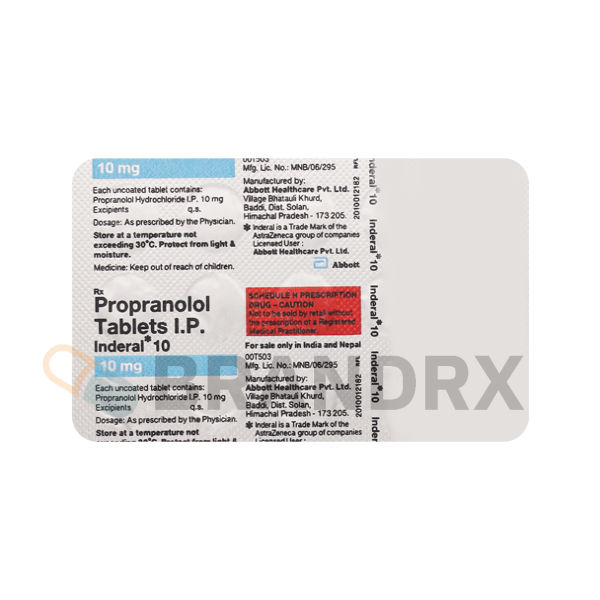 Inderal 10 mg Abbott Healthcare Pvt. Ltd.
